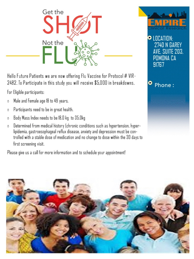 Flu Vaccine 18 to 65 - Pomonca CA (Metro Los Angeles)