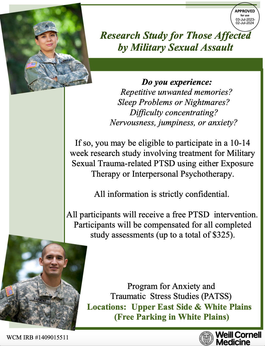 Posttraumatic Stress Disorder (PTSD), Military Sexual Trauma (MST) - New York NY